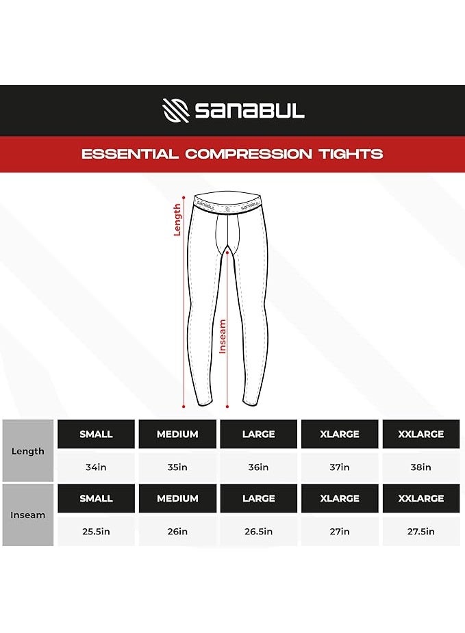 Essential Mens Compression Pants Workout Jiu Jitsu Leggings | Athletic Tights For Men | Running Tights, Sports Gym Leggings | Men'S Sports Compression Pants & Tights | Large, Black