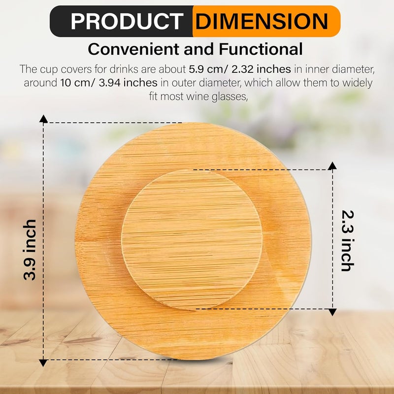 AUTOMIRE Personalized Wine Glass Charcuterie Topper  Custom Laser Engraved Initial Bamboo Wine Glass Topper Stopper Coasters Plate ID Identification Wine Glass Charcuterie Board Topper Letter D - Image 3