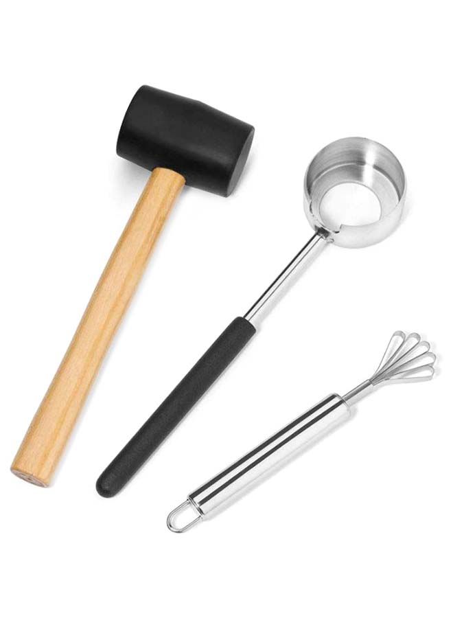 نيبمينينت طقم فتاحات جوز الهند من 3 قطع فضي/أسود/بني - Image 1