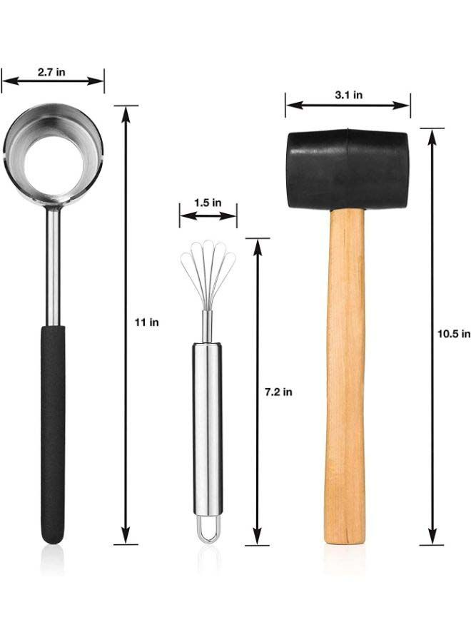 نيبمينينت طقم فتاحات جوز الهند من 3 قطع فضي/أسود/بني - Image 2