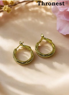 Thronest 18k Gold Earrings，Elegant Simple Hoop Earrings for Women，Minimalist Single Hoop Design, Lightweight and Hypoallergenic Jewelry for Daily Wear Or Gifts  - Image 2