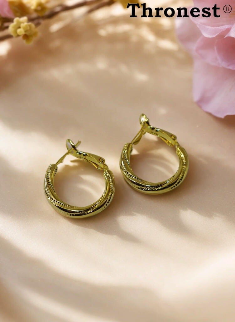 Thronest 18k Gold Earrings，Elegant Simple Hoop Earrings for Women，Minimalist Single Hoop Design, Lightweight and Hypoallergenic Jewelry for Daily Wear Or Gifts - Image 2