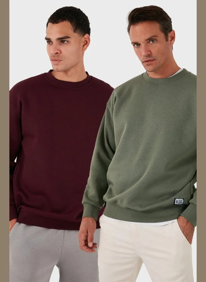 Buratti Regular Fit Crew Neck Fleece Lined 2-Pack Men's Sweatshirt 5905255S2