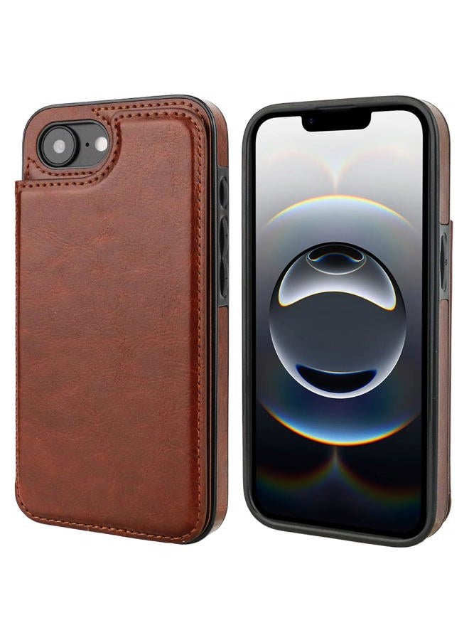 OT ONETOP ONETOP Compatible with iPhone 16e Wallet Case with Card Holder, PU Leather Kickstand Card Slots Case, Double Magnetic Clasp and Durable Shockproof Cover 6.1 Inch (Brown) - Image 3