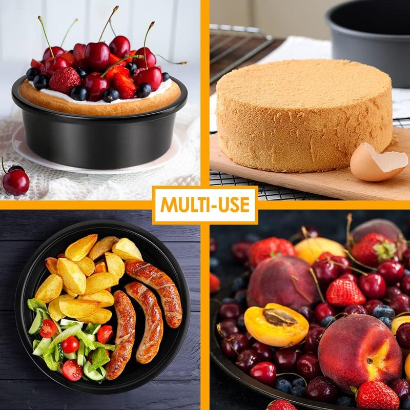 Cyimi 6 Inch Round Cake Pan Set of 3, Nonstick Coating Baking Round Cake Pans with Remvable Bottom for Birthday Layered Cakes,Party, Circle Cake Tins With Wider Grips for Oven Air Fryer, Black - Image 4