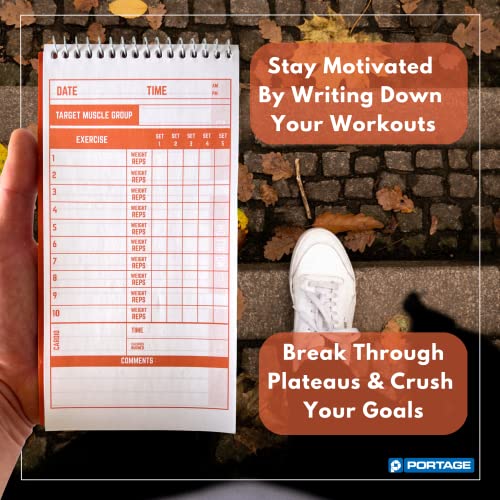 Portage Fitness & Workout Notebook - Fitness Journal, Workout Log, Exercise & Weight Training Notebook Planner, Fitness Tracker Log for Bodybuilding – 4 x 8 Inches, 140 Pages, 70 Sheets (Pack of 3) - Image 4