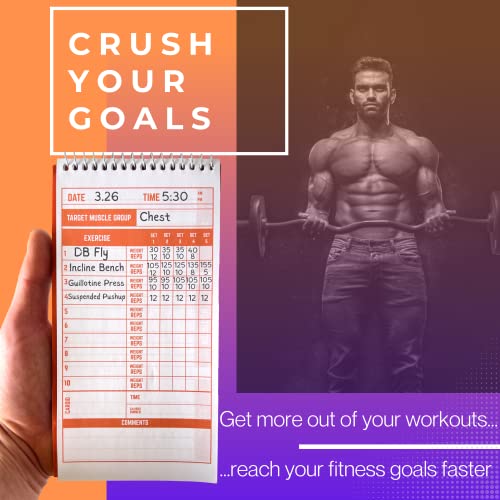 Portage Fitness & Workout Notebook - Fitness Journal, Workout Log, Exercise & Weight Training Notebook Planner, Fitness Tracker Log for Bodybuilding – 4 x 8 Inches, 140 Pages, 70 Sheets (Pack of 3) - Image 2
