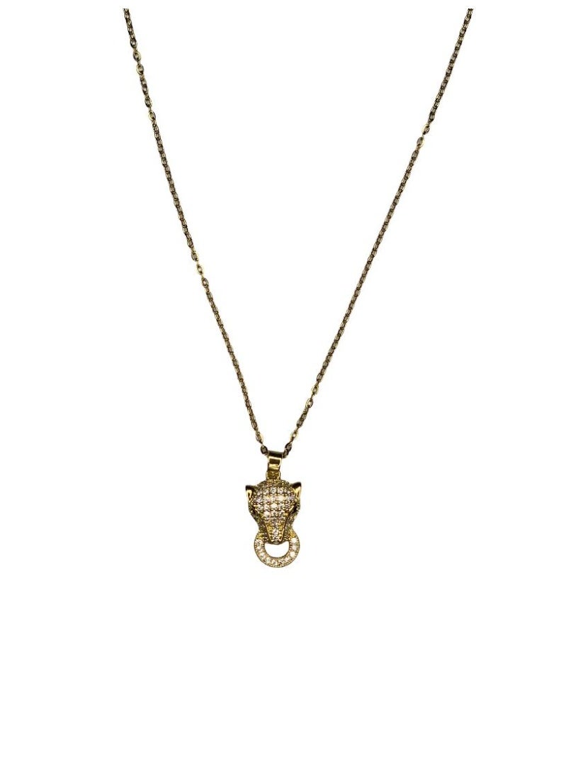 Influence Germany Panther Head Pendant Necklace – Gold-Tone Stainless Steel - Image 3