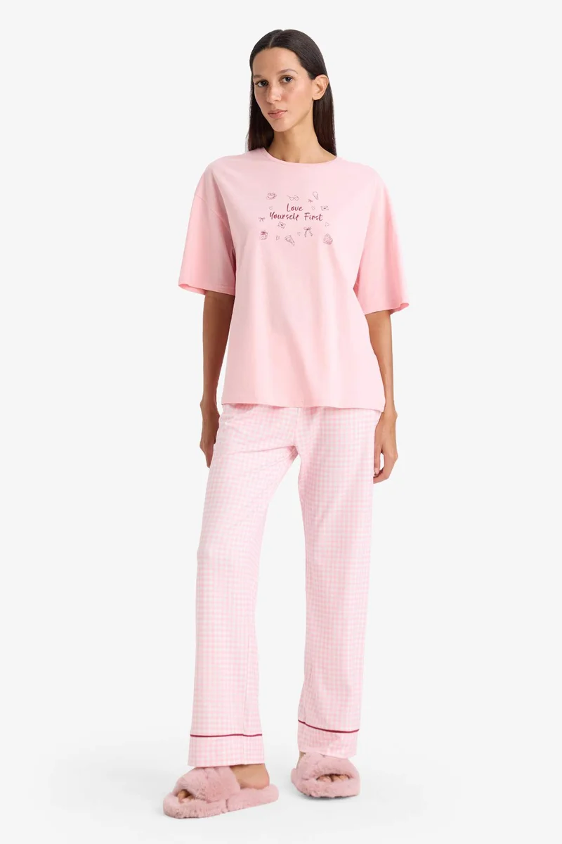 ديفاكتو 100% Cotton Regular Fit Crew Neck Pajama Top