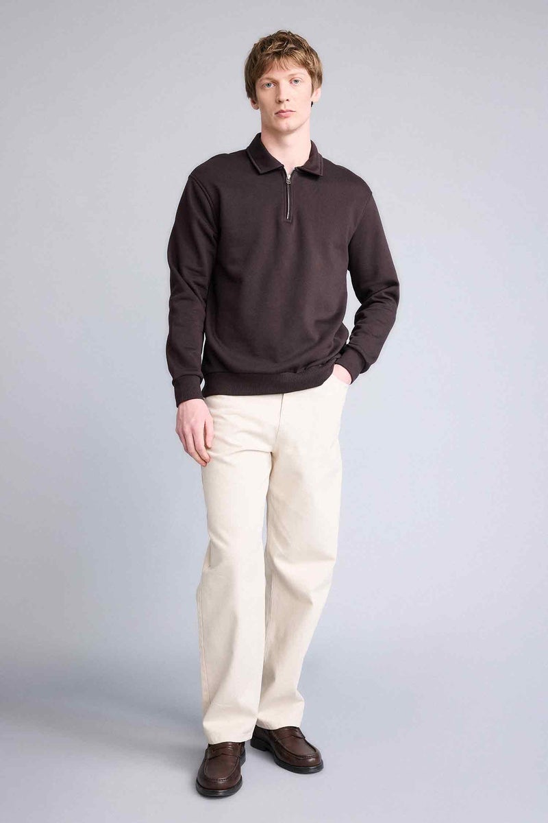 DeFacto Brown Man Thick Fabric Sweatshirt Casual - Image 2