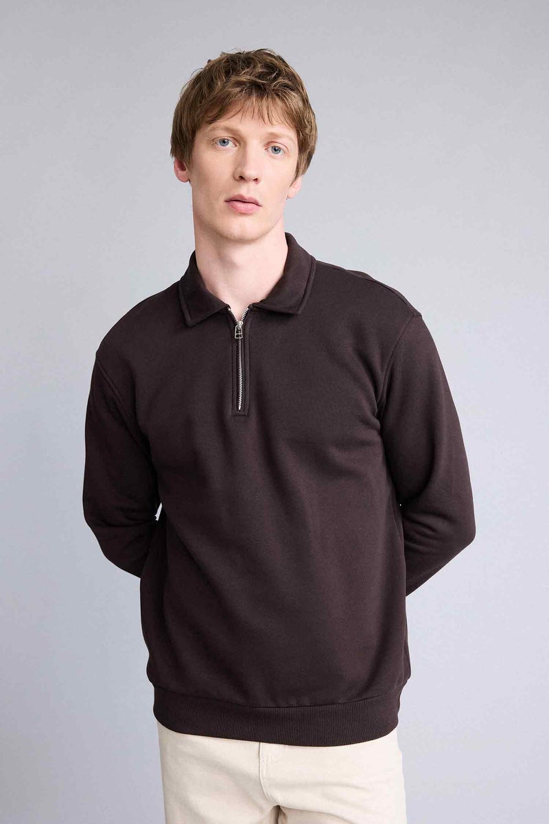 DeFacto Brown Man Thick Fabric Sweatshirt Casual - Image 1