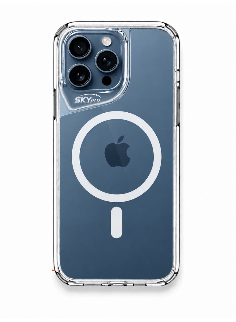 جراب موبايل ايفون 12 برو ماكس (iPhone 12 Pro Max) مضاد للصدمات, غطاء حماية مغناطيسي مضاد للخدش يدعم الشحن اللاسلكي ماج سيف MageSafe, مصنوع من البولي يورثين الحراري عالي الجودة - شفاف