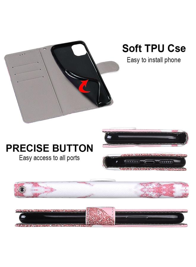 اس-توب جراب لهاتف Samsung Galaxy A22 5G، جراب جلدي من البولي يوريثان قابل للطي أفقيًا برسومات متقاطعة ملونة مع حامل وفتحات للبطاقات ومحفظة وحبل تعليق - Image 3