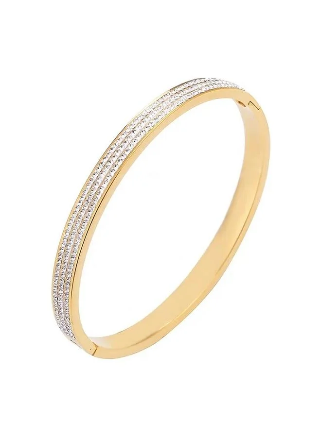 تايك تو Gold Bangle with Crystal Accents