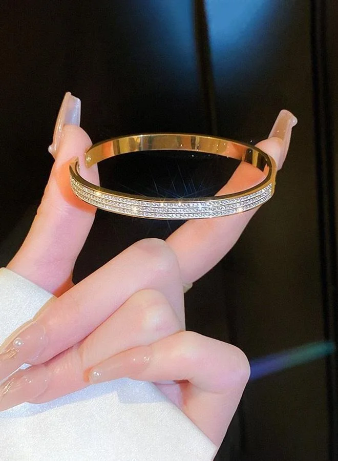 تايك تو Gold Bangle with Crystal Accents