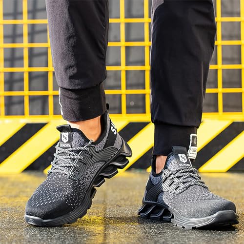 SUADEX Steel Toe Sneakers for Men Women Indestructible Work Safety Shoes Lightweight Comfortable Slip Resistant Composite Toe Black - Image 3
