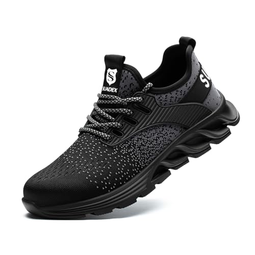 SUADEX Steel Toe Sneakers for Men Women Indestructible Work Safety Shoes Lightweight Comfortable Slip Resistant Composite Toe Black - Image 1