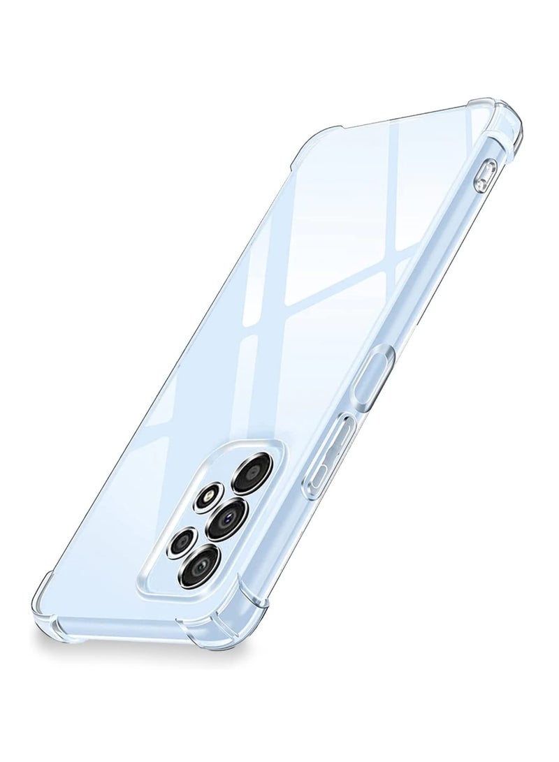 Samsung Galaxy A23 (4G), Anti-Burst Anti-Scratch Anti-Drop Shockproof Slim Thin Crystal Transparent Camera Lense Holes Soft TPU with Bumper Corners Cover Case - Clear - Image 2