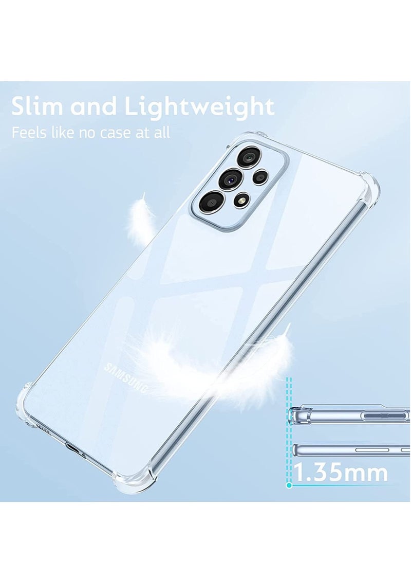 Samsung Galaxy A23 (4G), Anti-Burst Anti-Scratch Anti-Drop Shockproof Slim Thin Crystal Transparent Camera Lense Holes Soft TPU with Bumper Corners Cover Case - Clear - Image 3