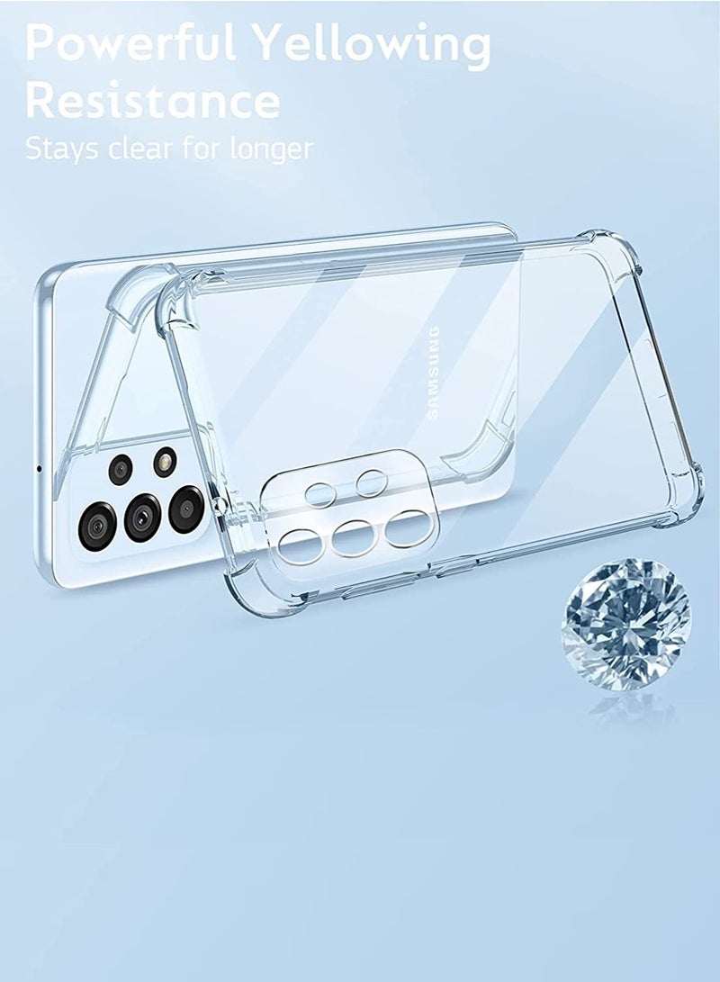 Samsung Galaxy A23 (4G), Anti-Burst Anti-Scratch Anti-Drop Shockproof Slim Thin Crystal Transparent Camera Lense Holes Soft TPU with Bumper Corners Cover Case - Clear - Image 5