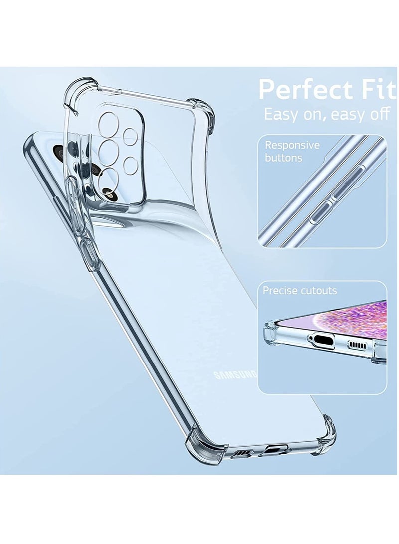 Samsung Galaxy A23 (4G), Anti-Burst Anti-Scratch Anti-Drop Shockproof Slim Thin Crystal Transparent Camera Lense Holes Soft TPU with Bumper Corners Cover Case - Clear - Image 4