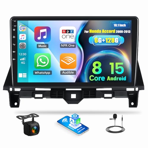 SIXWIN 8Core 6G+128G Android Car Radio Stereo for Honda Accord 2008 2009 2010 2011 2012 2013 Upgrade 10.1 Inch Touch Screen with 360° Panoramic View CarPlay Android Auto Mirror Link WiFi Backup Camera - Image 1