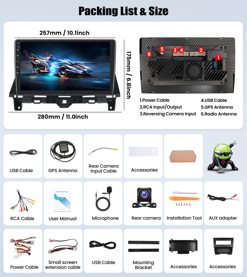 SIXWIN 8Core 6G+128G Android Car Radio Stereo for Honda Accord 2008 2009 2010 2011 2012 2013 Upgrade 10.1 Inch Touch Screen with 360° Panoramic View CarPlay Android Auto Mirror Link WiFi Backup Camera - Image 3