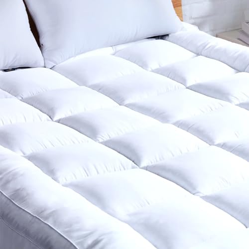 AJISH 1200 GSM Mattress Topper Twin Size 72" X 48" | Luxurious Hotel Feel Bed Topper with 4 Corner Elastic Band | Soft & Comfortable | Best for Hair & Skin (White, 4 X 6 Feet) - Image 1