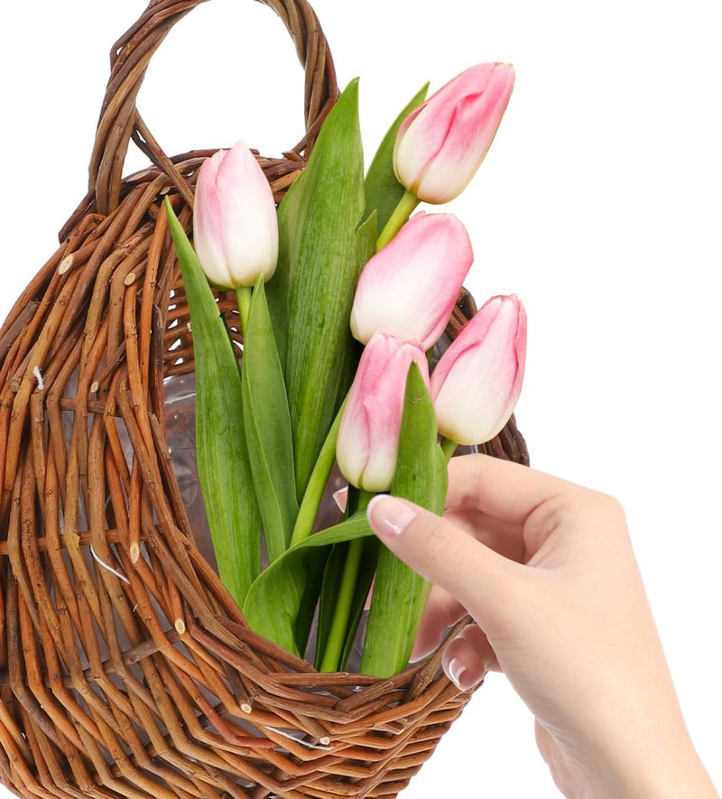 Yardwe 2Pcs Woven Wall Hanging Flower Baskets, Rattan Hanging Planters for Indoor Plants, Rustic Wall Decor Storage Containers, 12.20 X 10.62 X 4.72 Inches - Image 4