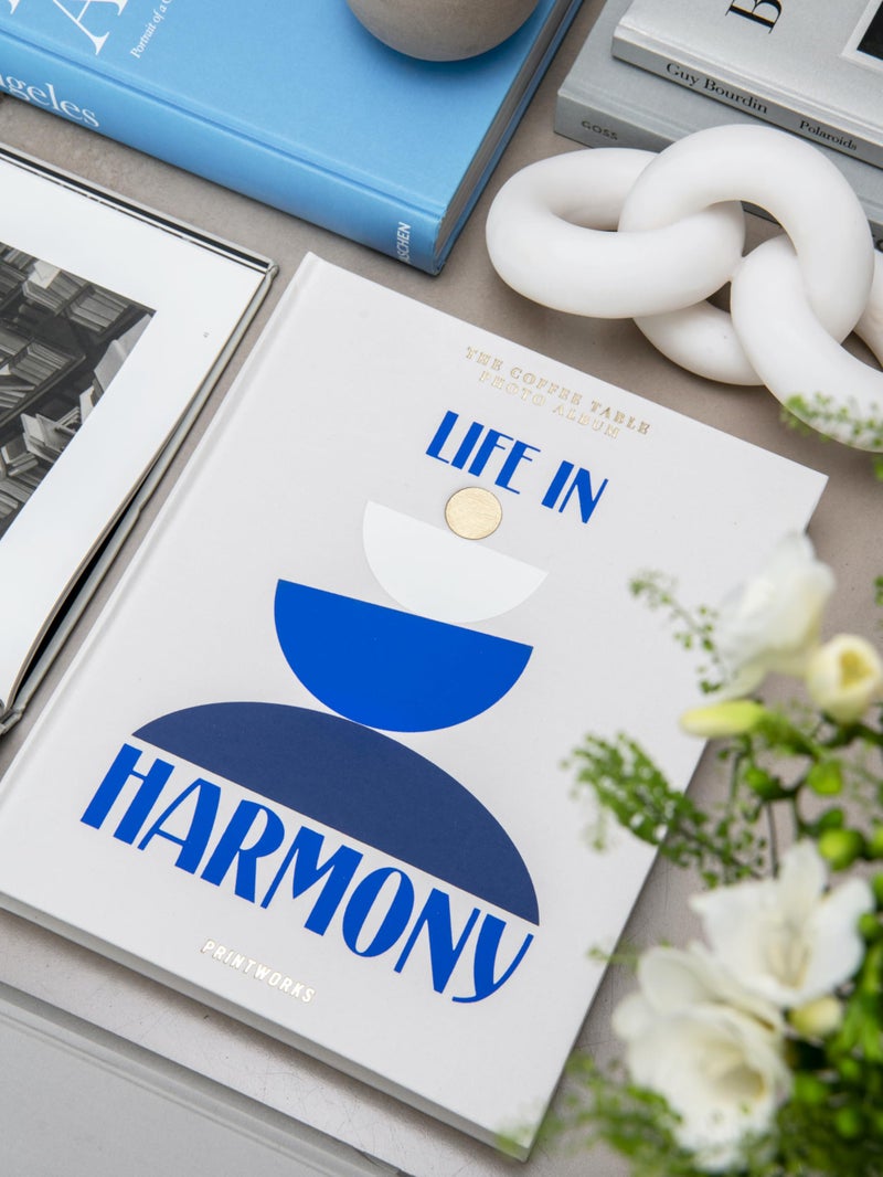 Printworks Life in Harmony â€“ Elegant Beige & Blue Coffee Table Photo Book â€“ Large Picture Album with 30 Pages, Writing Space & Expandable Design â€“ Fits 4x6 Photos - Image 3
