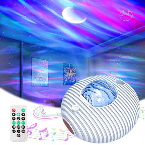 PRECHANA Flying Saucer Galaxy Projector Aurora Projector 2-In-1, Star Projector With 56 Light Effects And 5 White Noise, LED Night Light Projector For Kids Adults Home Theater - Image 1