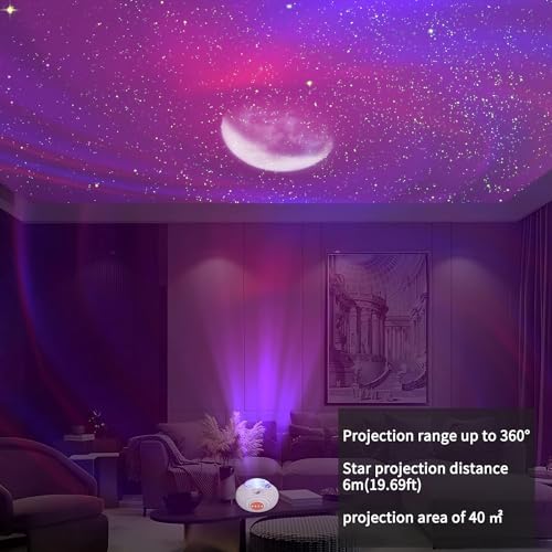 PRECHANA Flying Saucer Galaxy Projector Aurora Projector 2-In-1, Star Projector With 56 Light Effects And 5 White Noise, LED Night Light Projector For Kids Adults Home Theater - Image 4