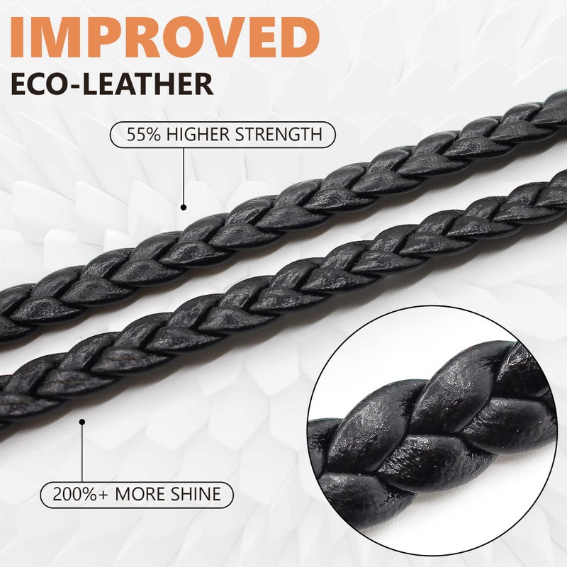 SIGONNA SIGONNA Eye Glass String Strap Holder - Premium ECO Leather Glass Strap - Eye Glass Chain Holder to Wear - Eyeglass Chain for Man Women - Eyeglass Strap Lanyard - 2 Cords (Black)  - Image 5