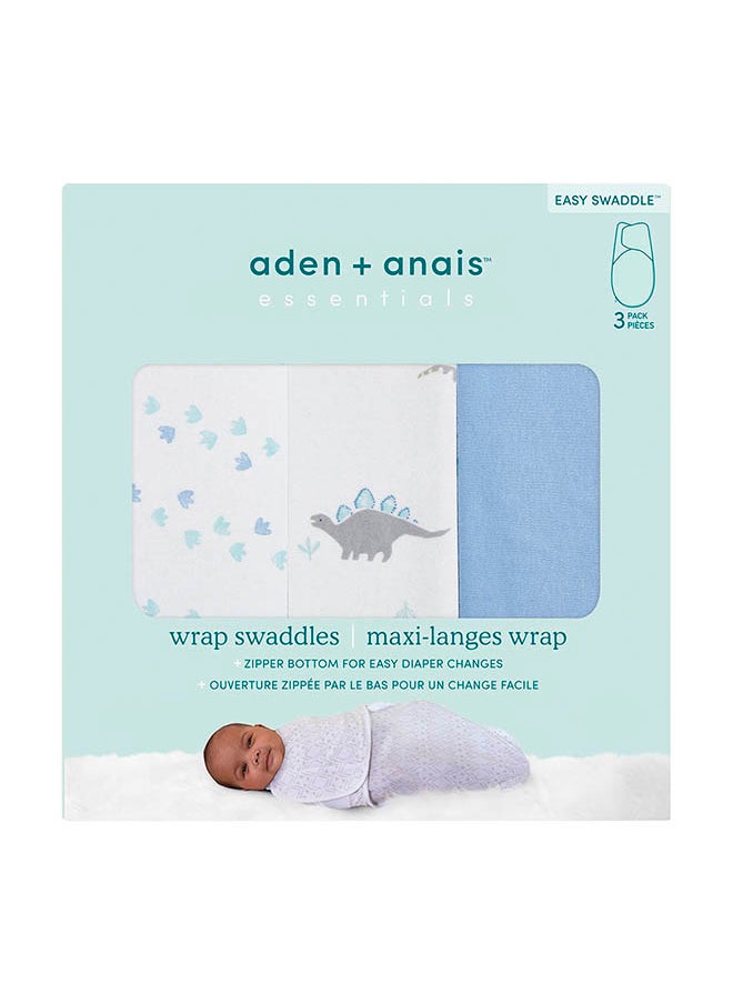 aden + anais Pack Of 3 Easy Swaddle Wrap - Dino-Rama, 0 - 3 Months  - Image 4