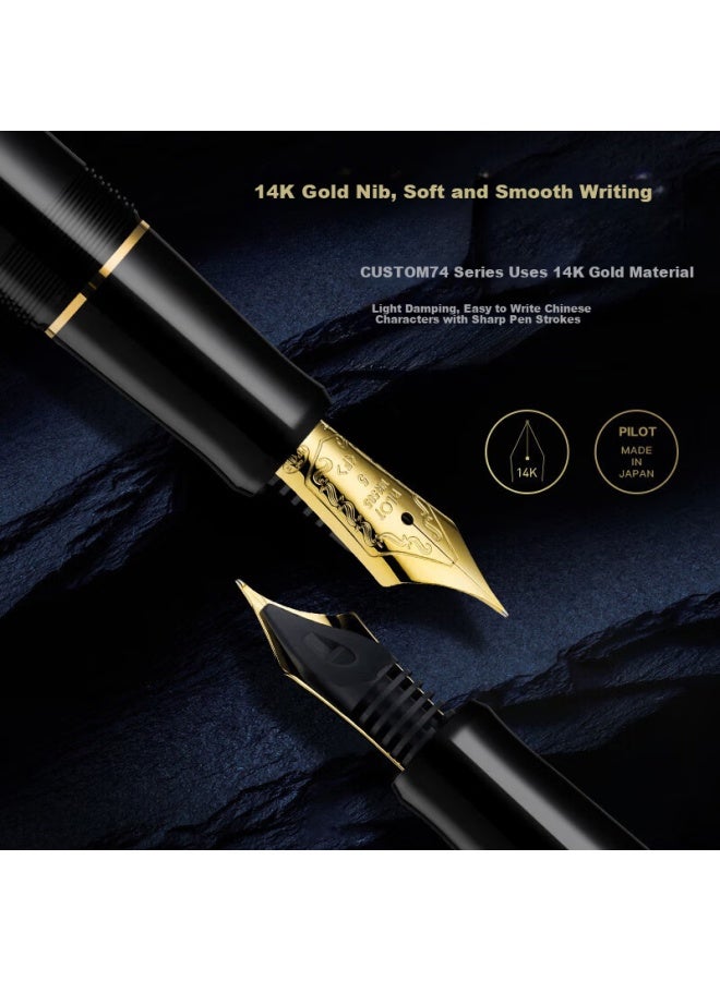 Pilot Custom 74 Fountain Pen Set For Calligraphy Writing, High-End Business Gift Box Fkkn12Srttgef Ef Nib Transparent Turquoise Green - Image 4