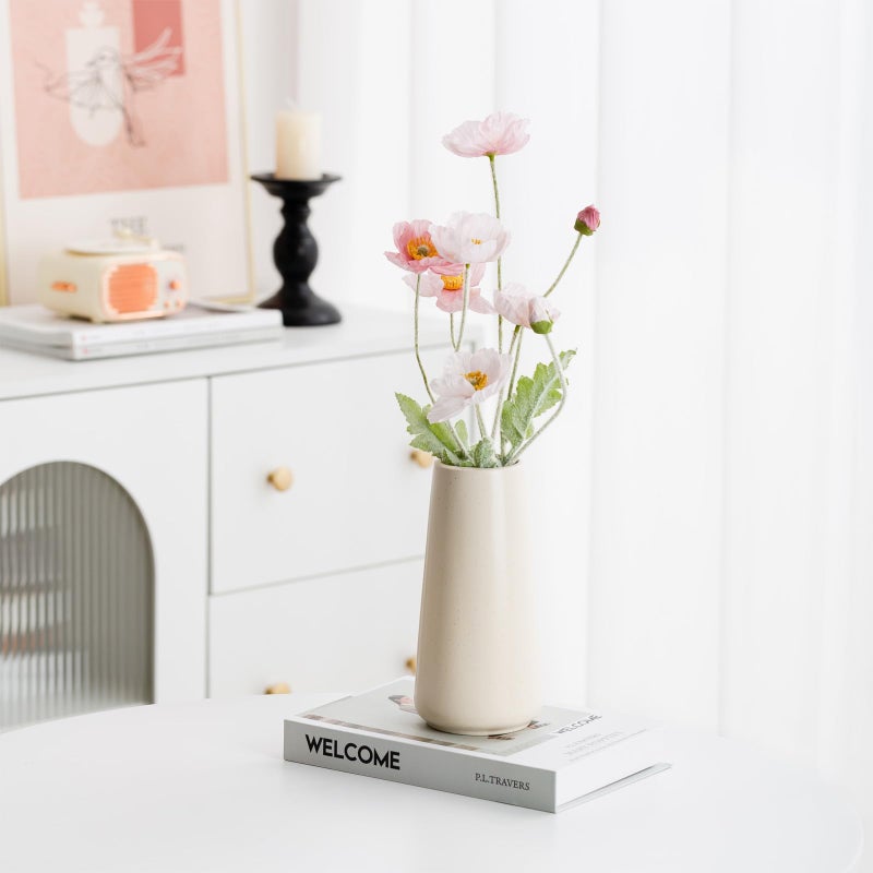HUBUISH Beige Ceramic Vase - 8â€œ Neutral Vase Home Decor, Boho Off White vase, Cream vases for Flower, Minimalist Modern Ivory Vases for Centerpieces, Room Decor, Living Room, Bedroom - Image 5
