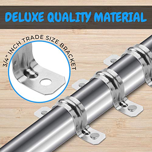 OHLECTRIC Heavy Duty Pipe Strap (50 Pack - ¾ Inch) Zinc Plated Steel Conduit Clamps, 2 Hole Steel EMT Pipe Strap U Bracket, Zinc Coated Tension Tube Clip, Metal Pipe Clamp for EMT Conduits - Image 4