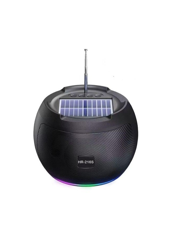 Bluetooth Speaker with Solar Powered Phone Holder, RGB LED at the Bottom, FM Antenna, AUX-USB-TF Card - Image 1