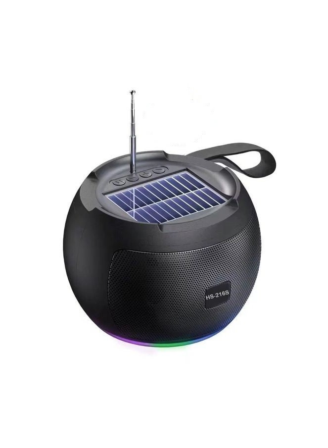 Bluetooth Speaker with Solar Powered Phone Holder, RGB LED at the Bottom, FM Antenna, AUX-USB-TF Card - Image 2