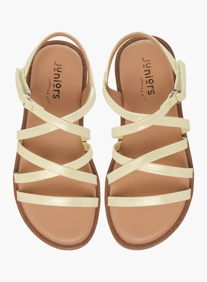 JUNIORS Girls Cross Strap Hook and Loop Sandals