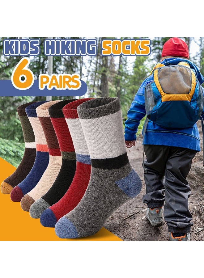 ANTSANG Wool Socks, Warm Thick Thermal Kids Crew Boot Socks for Toddlers Boys Girls, 6-Pair, Color Striped D, 1-3T - Image 2