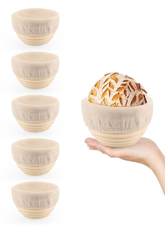REMEIT 6 Pack 5 Inch Mini Banneton Bread Proofing Basket, REMEIT Sourdough Bread Baking Supplies, Small Banneton Basket Proofing Baskets for Sourdough Bread Baking - Image 1