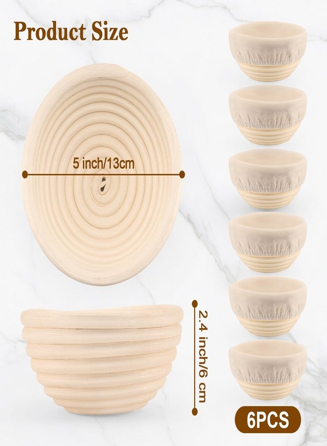 REMEIT 6 Pack 5 Inch Mini Banneton Bread Proofing Basket, REMEIT Sourdough Bread Baking Supplies, Small Banneton Basket Proofing Baskets for Sourdough Bread Baking - Image 4
