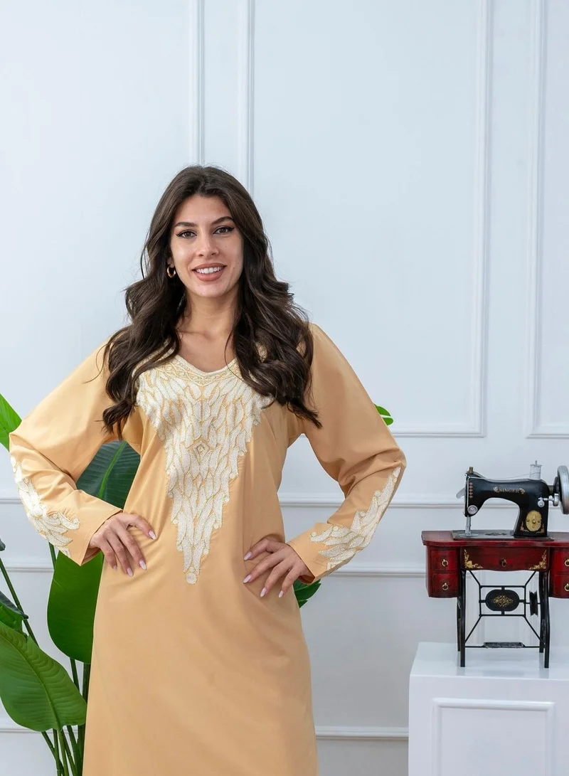 AL BENT AL SHARQIEH light beige women jalabia , arabian dress mukhawar for Women | Best Price UAE