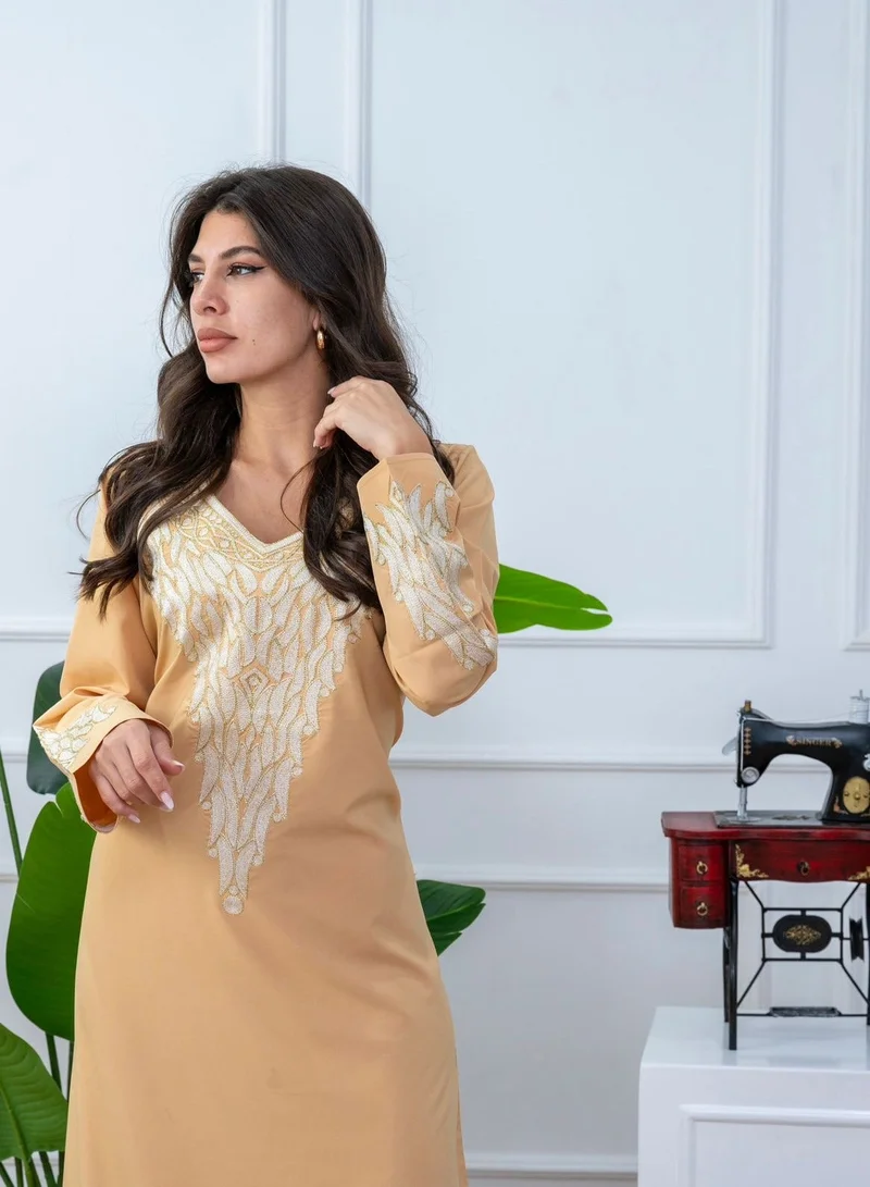 AL BENT AL SHARQIEH light beige women jalabia , arabian dress mukhawar for Women | Best Price UAE