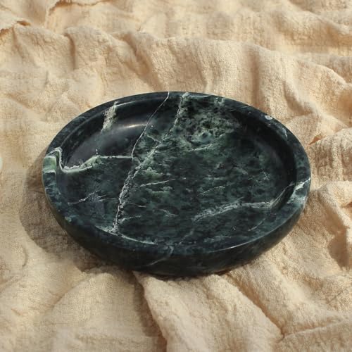 Natust Natural Marble Travertine Ring Dish Jewelry Tray 5.5" for Women, Marble Trinket Dish for Key Earring Nightstand, Mother's Day Engagement Birthday Gift - Verde Guatemala - Image 2
