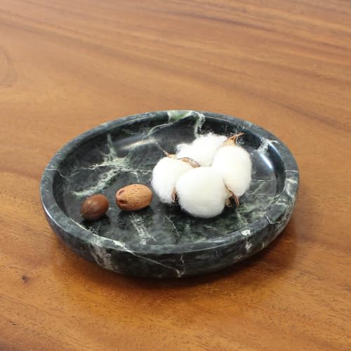 Natust Natural Marble Travertine Ring Dish Jewelry Tray 5.5" for Women, Marble Trinket Dish for Key Earring Nightstand, Mother's Day Engagement Birthday Gift - Verde Guatemala - Image 5