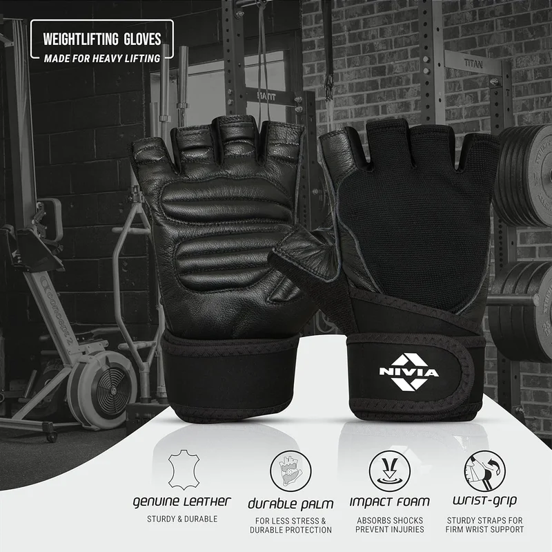 نيفيا Nivia Cobra Gym Gloves with Strap - Medium