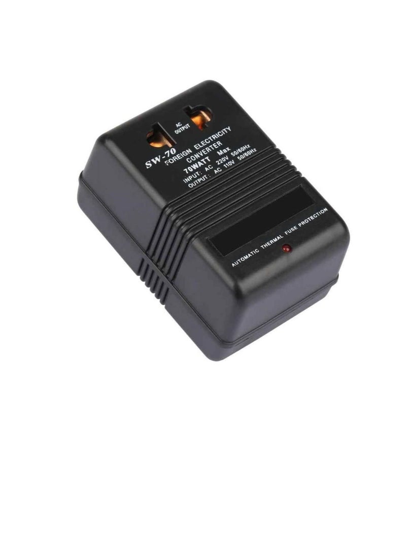 Generic - AC to AC Power Converter 220V to 110V Voltage Converter Power Transformer 70W, 2 Pin Plug for Laptop MacBook Mobile Phone Trimmer - Image 1