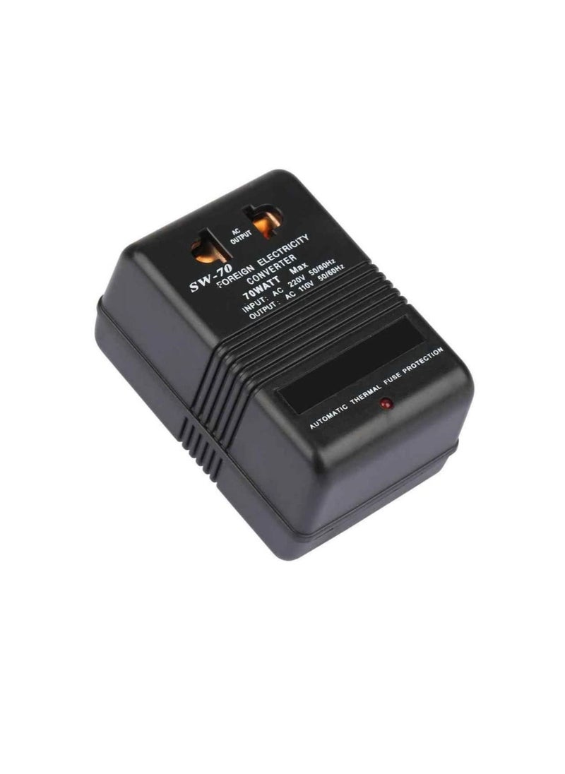 Generic - AC to AC Power Converter 220V to 110V Voltage Converter Power Transformer 70W, 2 Pin Plug for Laptop MacBook Mobile Phone Trimmer - Image 1